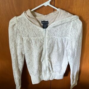 Wet Seal lined white Lacey hoodie size S